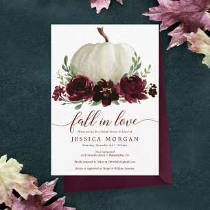 Burgundy Pumpkin Fall in Love Bridal Shower Invite
