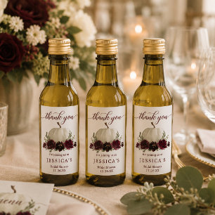 Burgundy Pumpkin Fall Mini Wine Bottle Label