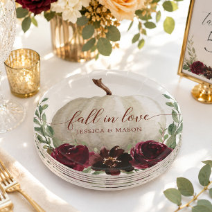 Burgundy Pumpkin Fall Paper Plates