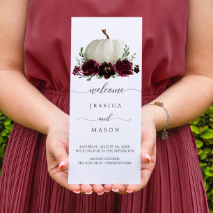 Burgundy Pumpkin Fall Tri-Fold Wedding Program Flyer