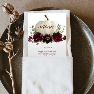 Burgundy Pumpkin Fall Wedding Menu or Shower Invitation