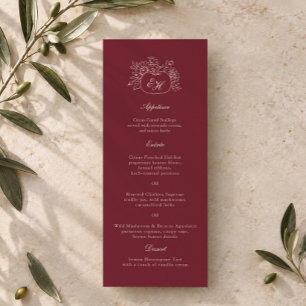 Burgundy Pumpkin Monogram Wedding Menu Invitation