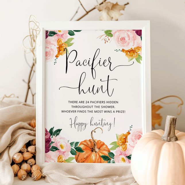 Burgundy pumpkin Pacifier hunt baby shower game Po Poster (Creator Uploaded)