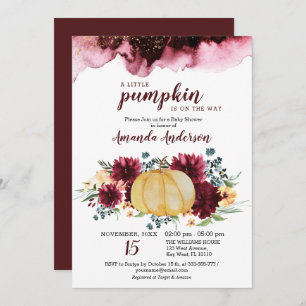 Burgundy Pumpkin Rustic Baby Shower Invitation