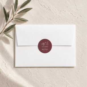 Burgundy Pumpkin Sunflower Wedding Classic Round Sticker
