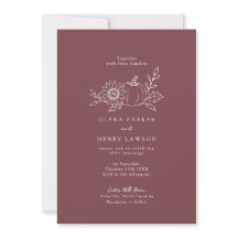 Burgundy Pumpkin Sunflower Wedding Invitation