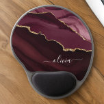 Burgundy Purple Agate Geode Gold Monogram Gel Mouse Mat<br><div class="desc">Burgundy Purple and Gold Foil Agate Geode Monogram Beautiful Elegant Script Name Mousepad (mouse pad). This makes the perfect sweet 16, 13th, 15th, 16th, 18th, 21st, 30th, 40th, 50th, 60th, 70th, 80th, 90th, 100th birthday, wedding, bridal shower, anniversary, back to school, baby shower, graduation or bachelorette party gift for someone...</div>