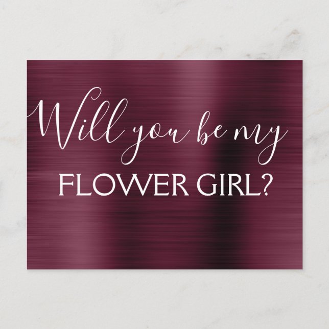 Burgundy Purple Elegant Flower Girl Wedding Invitation Postcard (Front)