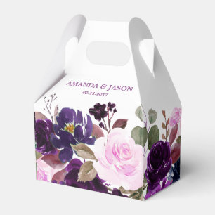 Burgundy Purple Floral Rustic Boho Wedding Favour Box