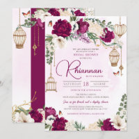 Burgundy Purple Gold Floral Elegant Bridal Shower