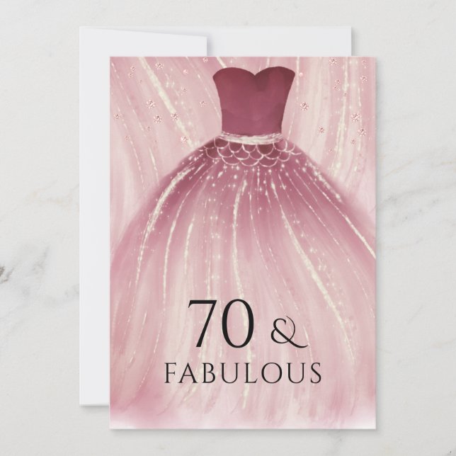 Burgundy Purple Mermaid Dress 70th Birthday Party Invitation (Front)