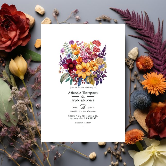 Burgundy/Purple/Mustard/Blue/Burnt Orange Wedding Invitation (Creator Uploaded)