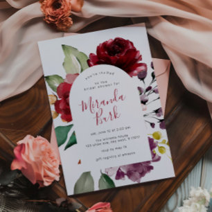 Burgundy & Purple Rose Flowers Bridal Shower Invitation