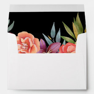 Burgundy & Purple Tropical Floral- Black 3 Envelope