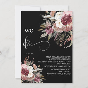 *~* Burgundy QR  AR15  Floral  Rose RSVP WEDDING I Invitation