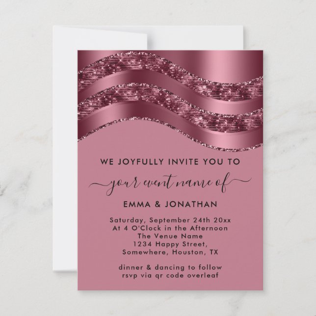 Burgundy QR Code Rose Wedding Bridal Pink (Front)