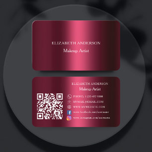 Burgundy Qr code social media Instagram Facebook Business Card