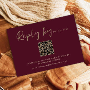 Burgundy QR Code Wedding RSVP Cards