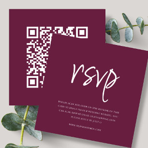 Burgundy QR Code Wedding RSVP Enclosure Card