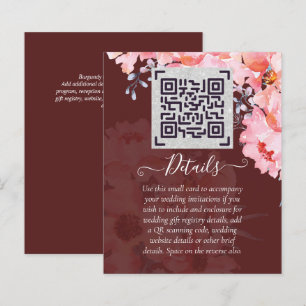 Burgundy QR SCANNING CODE Wedding Website Details