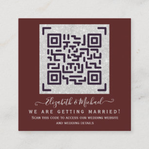 BURGUNDY QR SCANNING CODE Wedding Website Details Enclosure Card