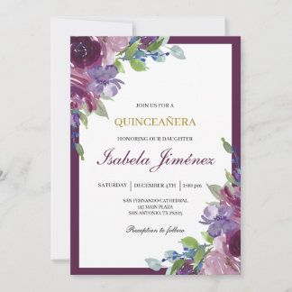 Burgundy quinceañera  invitation