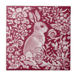 Burgundy Rabbit Bunny Woodland Floral Art Tile<br><div class="desc">In beautiful burgundy tones, this sweet bunny rabbit, leaves, flowers and stylised floral motifs were inspired by antique and vintage Delft, Dedham and oriental chinoiserie pottery patterns. The ornate design is in romantic, vintage retro art style and would be perfect for anyone who loves nature, wildlife and animals. A nice...</div>