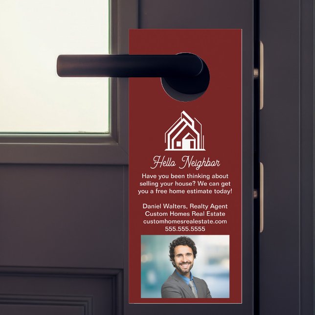 Burgundy Real Estate Company Advertising Realtor Door Hanger (Creator Uploaded)