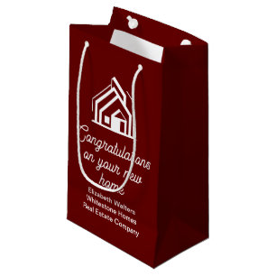 Burgundy Real Estate Company Congratulations Small Gift Bag