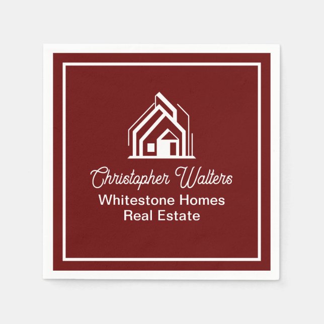 Burgundy Real Estate Company Custom Realtor Napkin (Front)