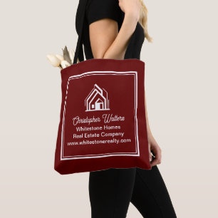 Burgundy Real Estate Company Custom Realtor Tote Bag