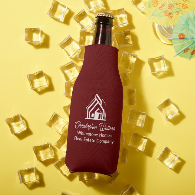 Burgundy Real Estate Company Customized Realtor Bottle Cooler (In Situ Summer)