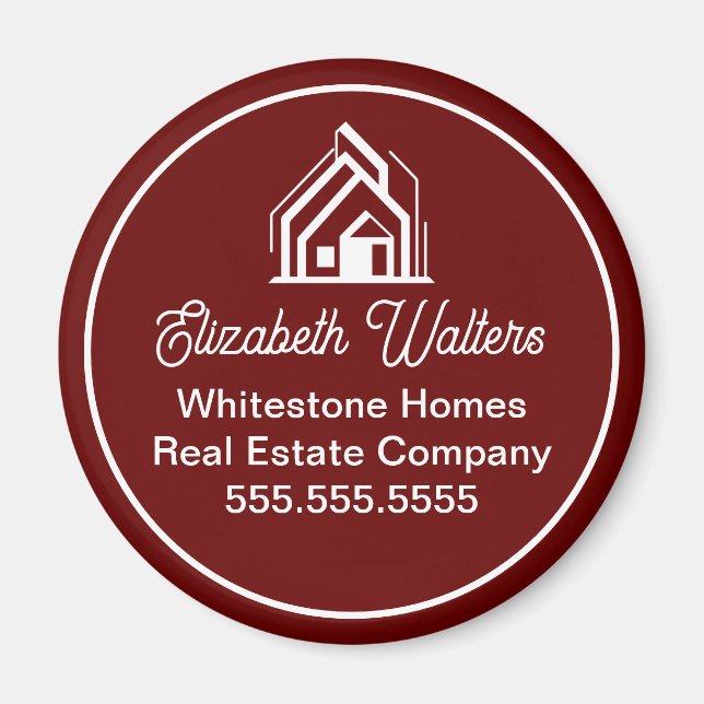 Burgundy Real Estate Company Customized Realtor Magnet (Front)