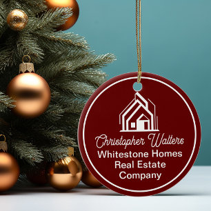 Burgundy Real Estate Company Personalised Realtor Ceramic Tree Decoration