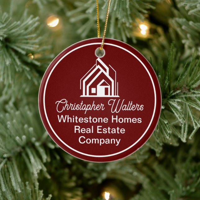 Burgundy Real Estate Company Personalized Realtor Ceramic Tree Decoration (Tree)