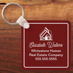 Burgundy Real Estate Company Personalized Realtor Key Ring