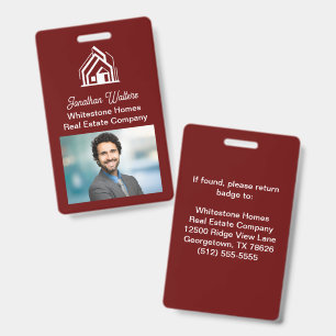 Burgundy Real Estate Company Realtor Photo ID Badge