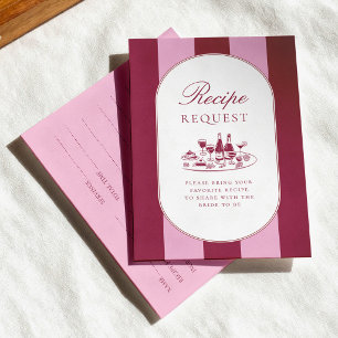 Burgundy Recipe Request Bridal Shower Enclosure Card