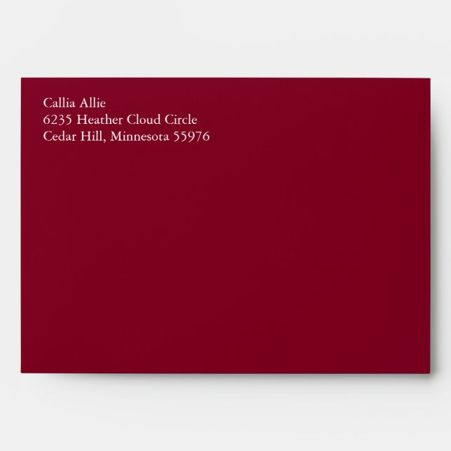 Burgundy Red A7 5x7 Custom Pre-addressed Envelopes (Front)