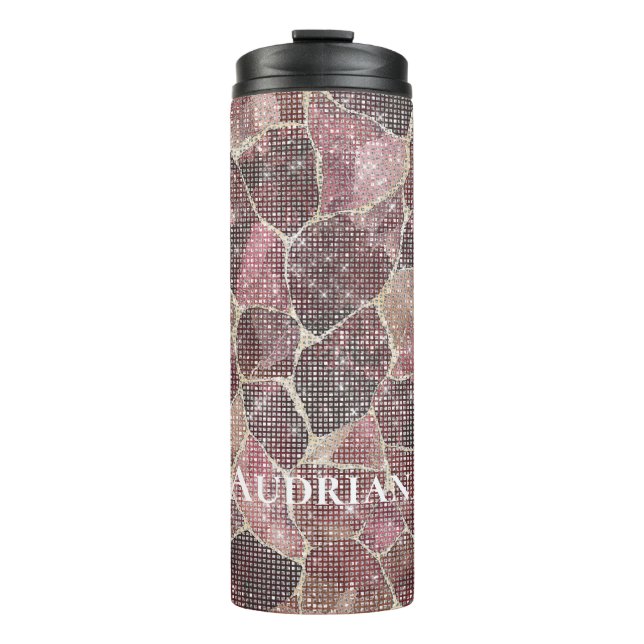 Burgundy Red Abstract Sparkle Thermal Tumbler (Front)