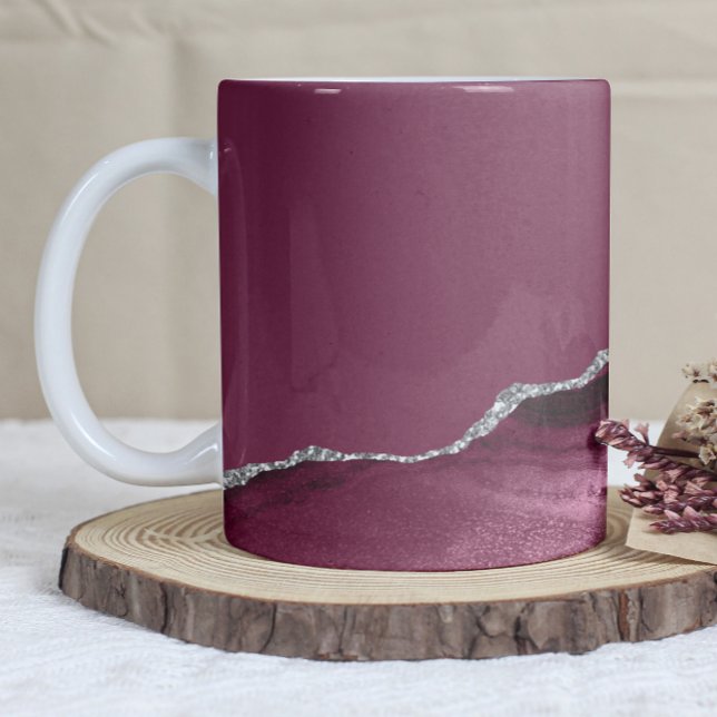 Burgundy Red Agate Silver Glitter Coffee Mug (Creator Uploaded)
