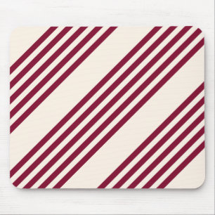 Burgundy red and beige five stripe pattern mouse mat