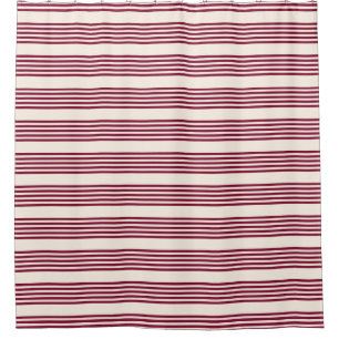 Burgundy red and beige five stripe pattern shower curtain