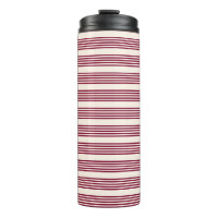 Burgundy red and beige five stripe pattern