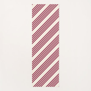 Burgundy red and beige five stripe pattern yoga mat