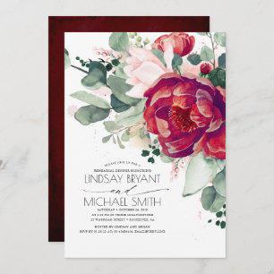 Burgundy Red and Blush Pink Rehearsal Dinner Invitation