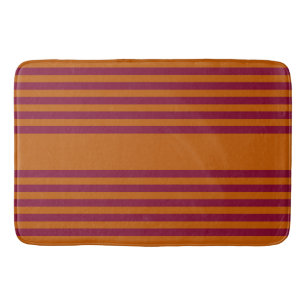 Burgundy red and burnt orange five stripe pattern. bath mat