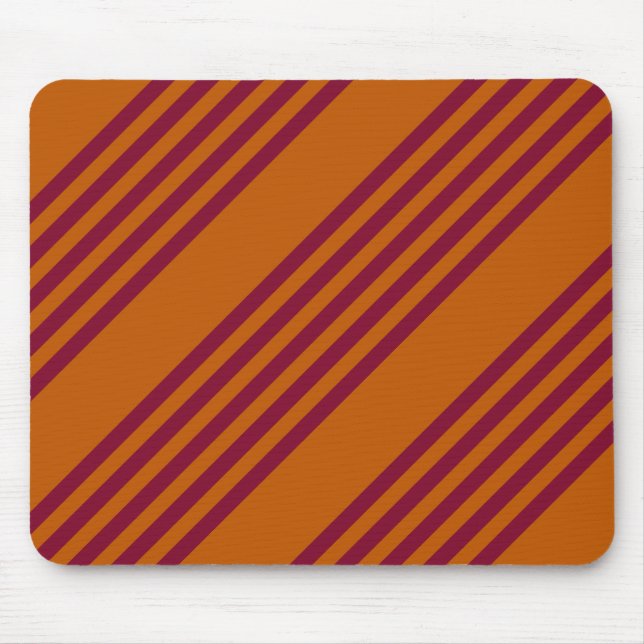 Burgundy red and burnt orange five stripe pattern. mouse mat (Front)