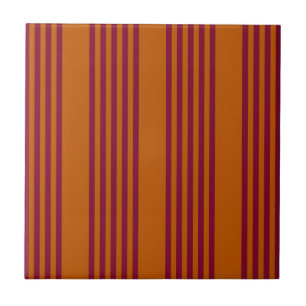 Burgundy red and burnt orange five stripe pattern. tile