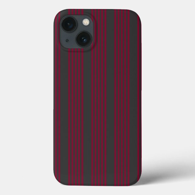 Burgundy red and charcoal five stripe pattern Case-Mate iPhone case (Back)